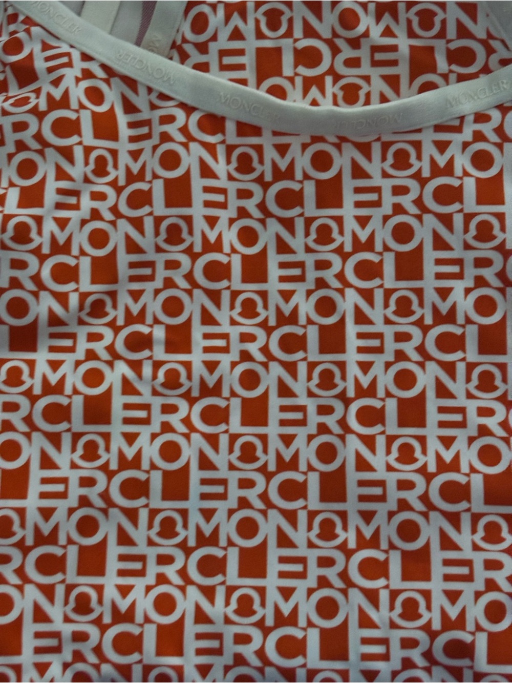 Moncler Orange and White Logo Print Tank
